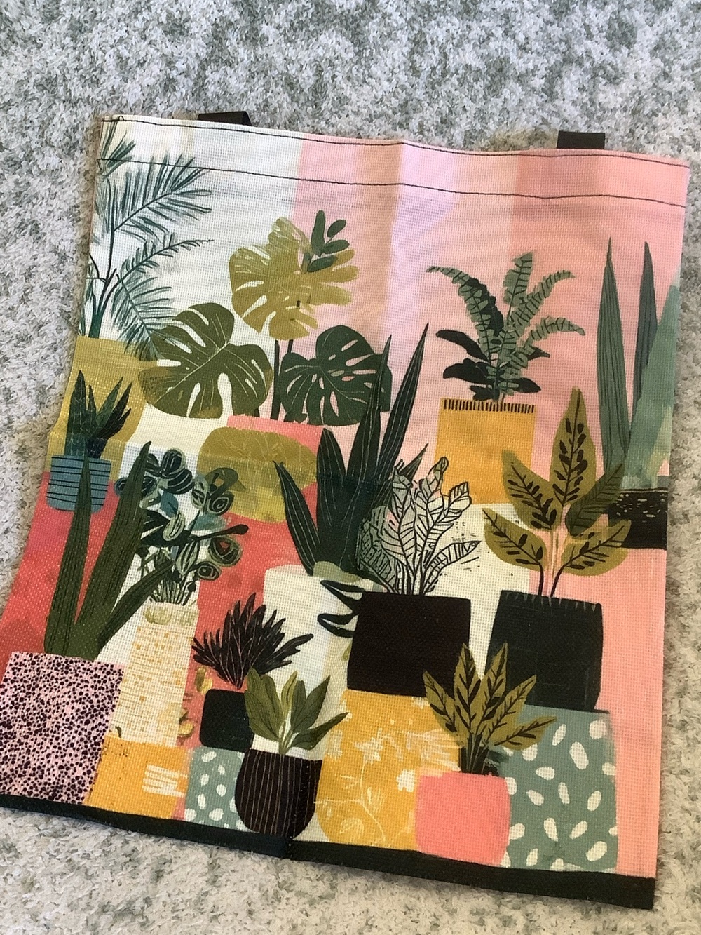 Tropical Potted Plants Canvas Tote Bag in Pink and Green NWT 13.50x15.75” - Picture 13 of 14